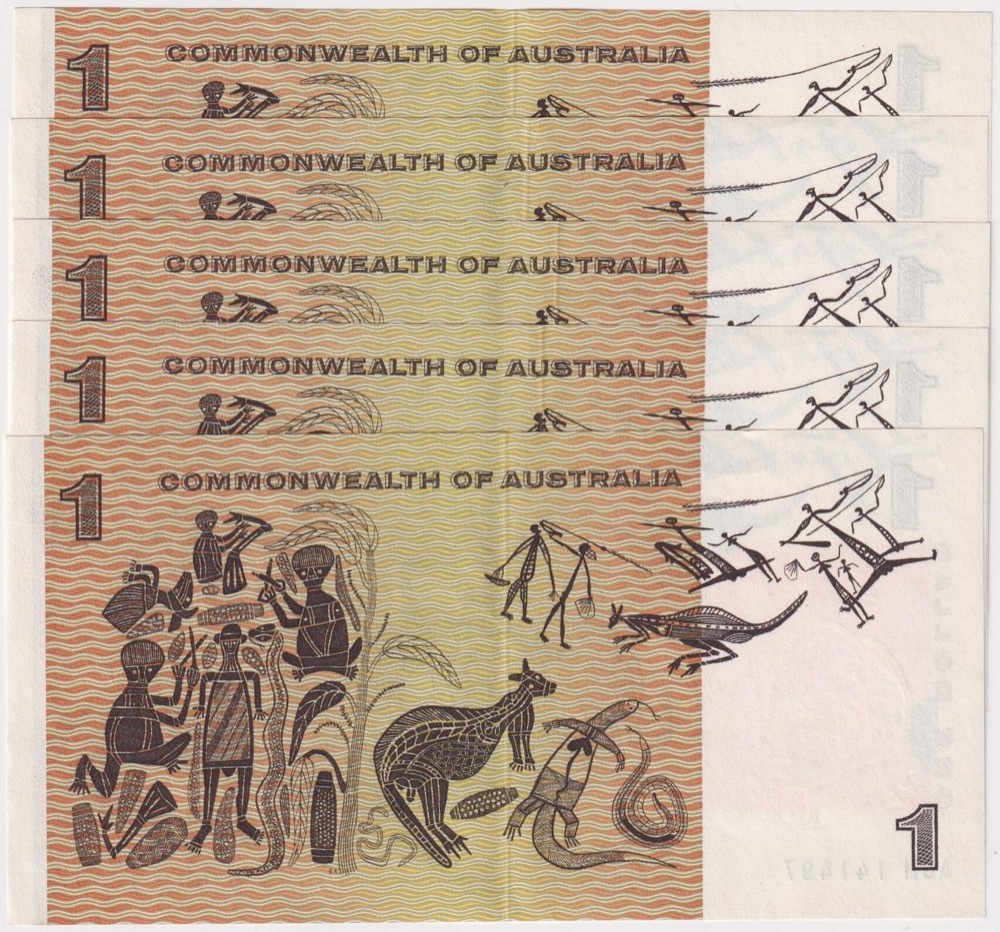 1968 $1 Note Consecutive Run of 5 Coombs/Randall R72 GEF