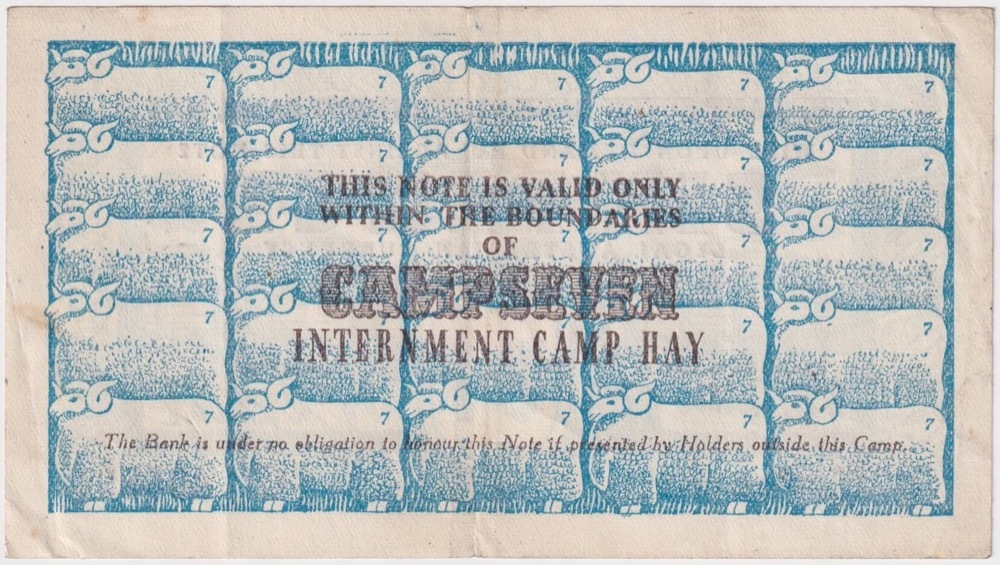 1941 Hay Internment Camp Sixpence Note Robinow / Stahl good VF