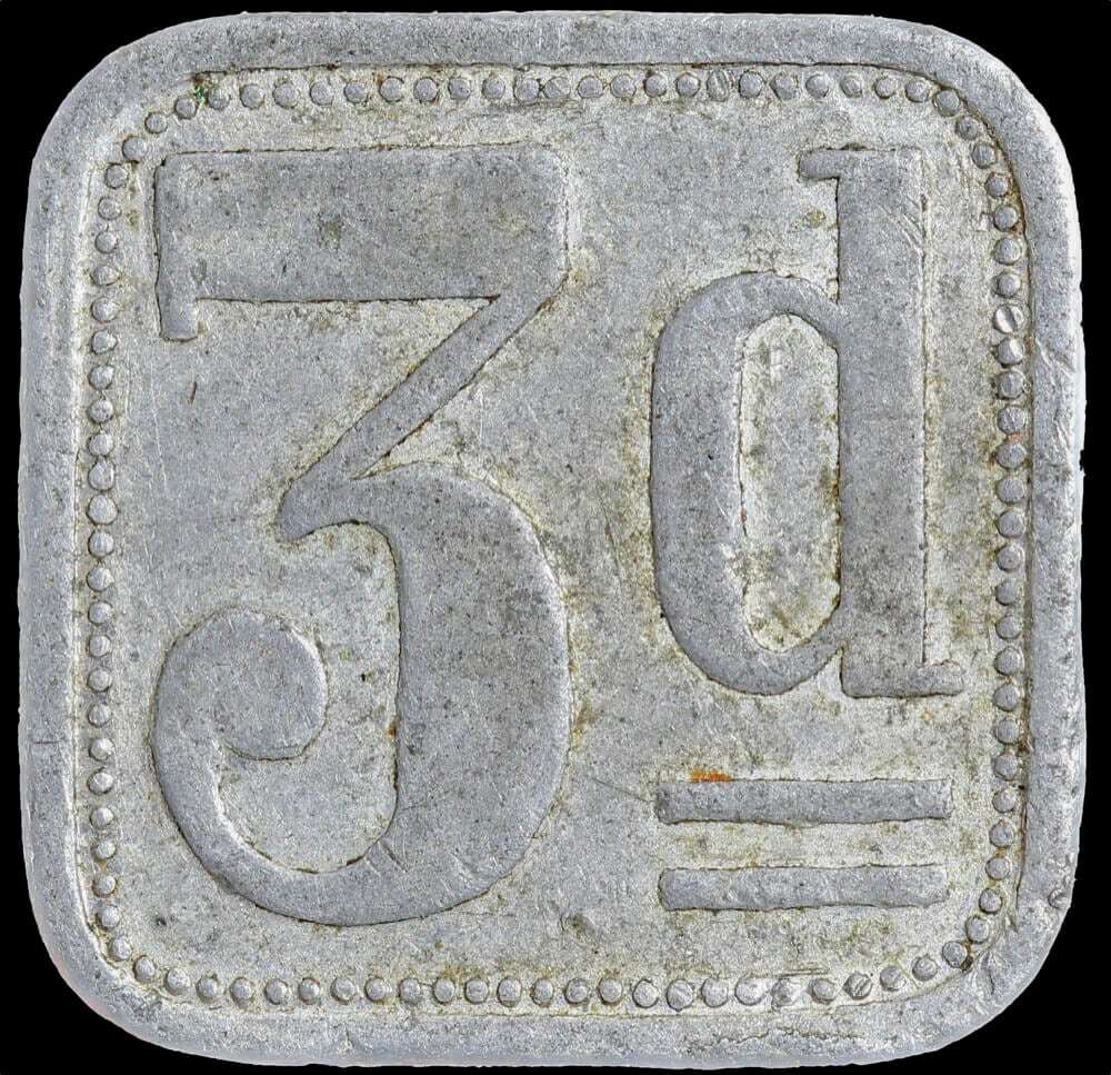 1914 Threepence Token WWI Holsworthy Internment Camp Liverpool Very Fine