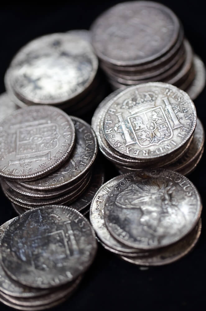 Hoard of 39 * Silver Spanish American 8 Reales Recovered from the Rapid Shipwreck (Sunk 1811)