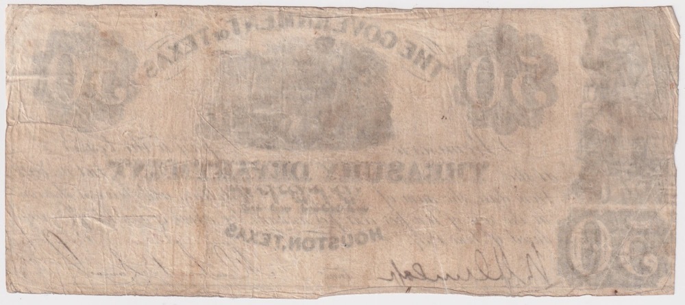 USA (Govt of Texas Treasury) 9.6.1837 Cancelled 50 Dollar Note product image