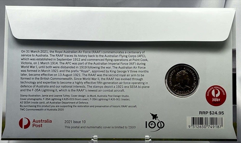 2021 1 Dollar PNC Royal Australian Air Force Centenary product image