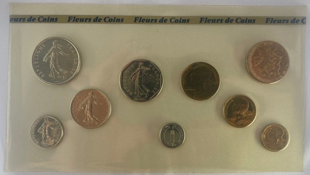 France 1981 Specimen Coin Set of 9 Fleurs de Coin
