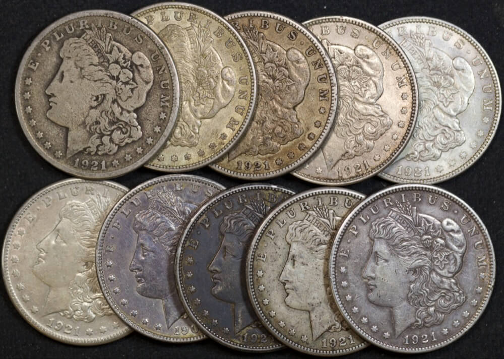 Bulk Lot of 10 US Morgan Silver Dollars product image