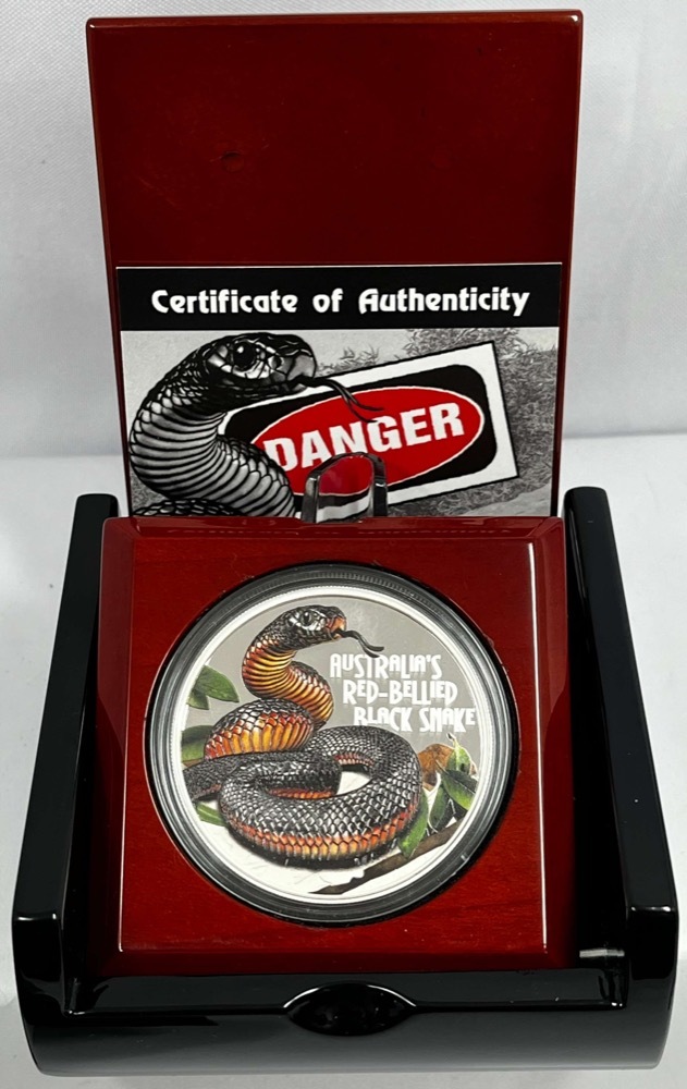 Tuvalu 2022 Silver 1oz Deadly and Dangerous - Red-bellied Black Snake product image