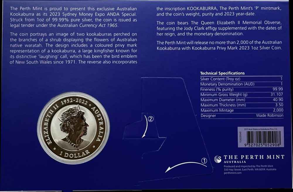 2023 Silver 1oz Kookaburra Coloured Kookaburra Privy Mark - Sydney Money Expo product image