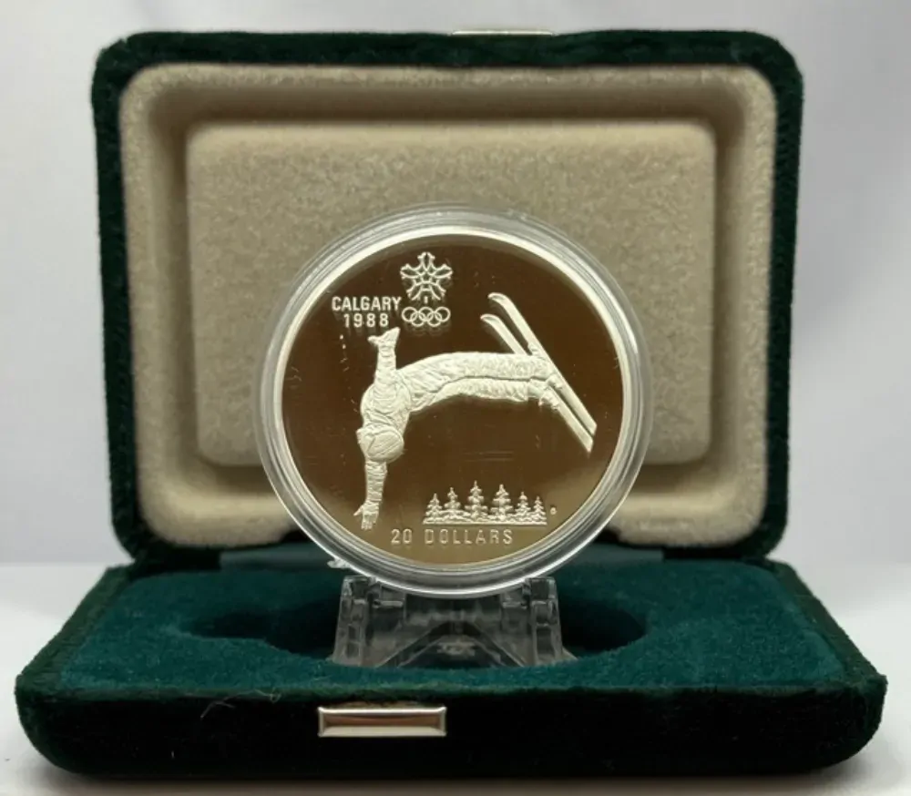 Canada 1988 Silver $20 Proof Coin Winter Olympics Free-style Skiing product image