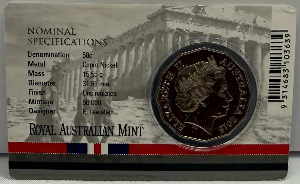 2015 50 Cent Uncirculated Coin Australia At War - Greece