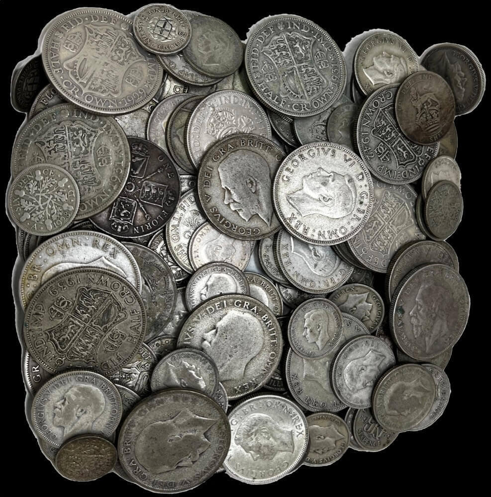 1kg Kilo Bag of Mixed Post 1920 (50% Pure) British Silver Coins product image