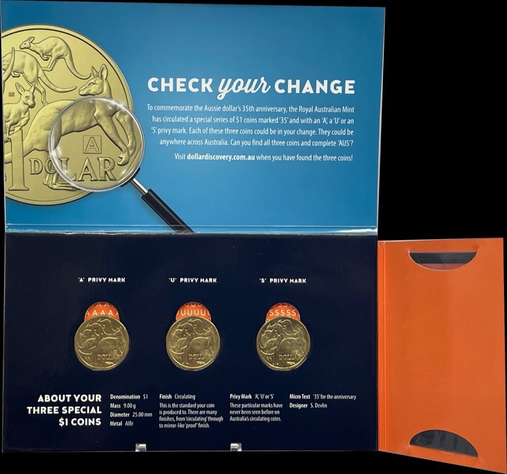 2019 Dollar Discovery $1 Coin Set Blue Folder - AUS Privy Mark