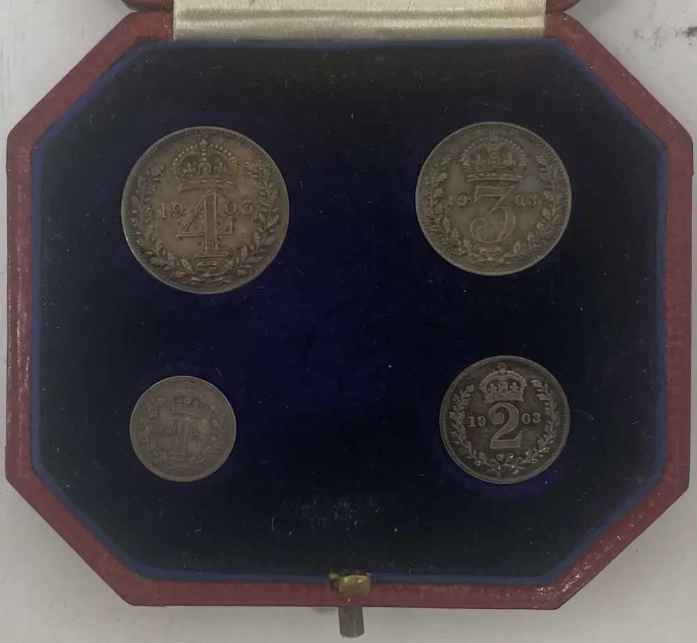 1903 Silver Maundy Coin Set Edward VII S#3985 In Presentation Case