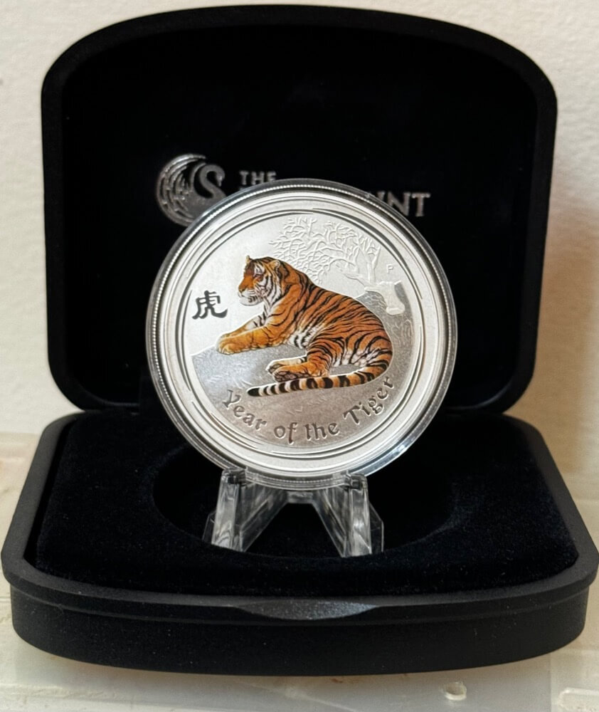 2010 Silver 1oz Gilded Coin Lunar Tiger | Sterling & Currency