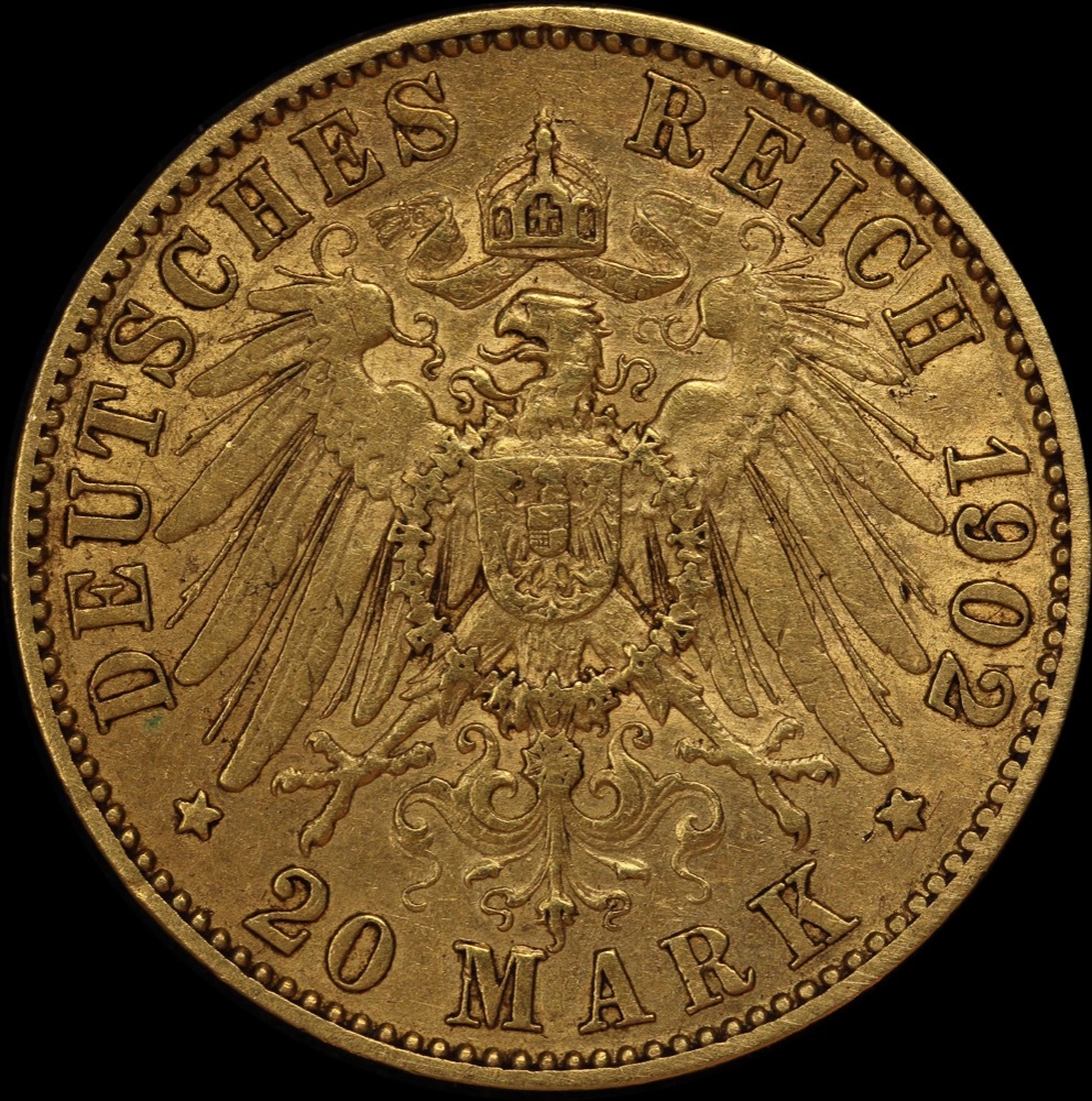 German States (Prussia) 19052-A Gold 20 Marks P# 521 good VF product image