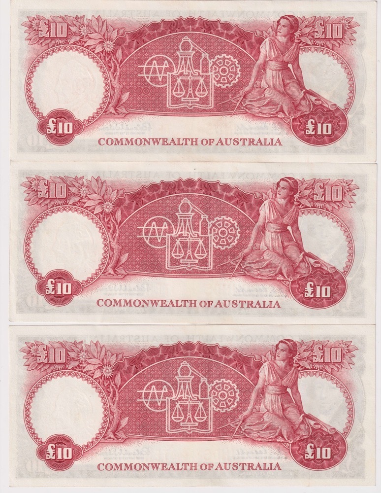 1960 Ten Pound Consecutive Trio Coombs/Wilson R63 Extremely Fine