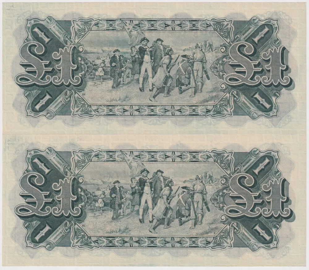1927 One Pound Consecutive Pair Riddle/Heathershaw R26 about Unc