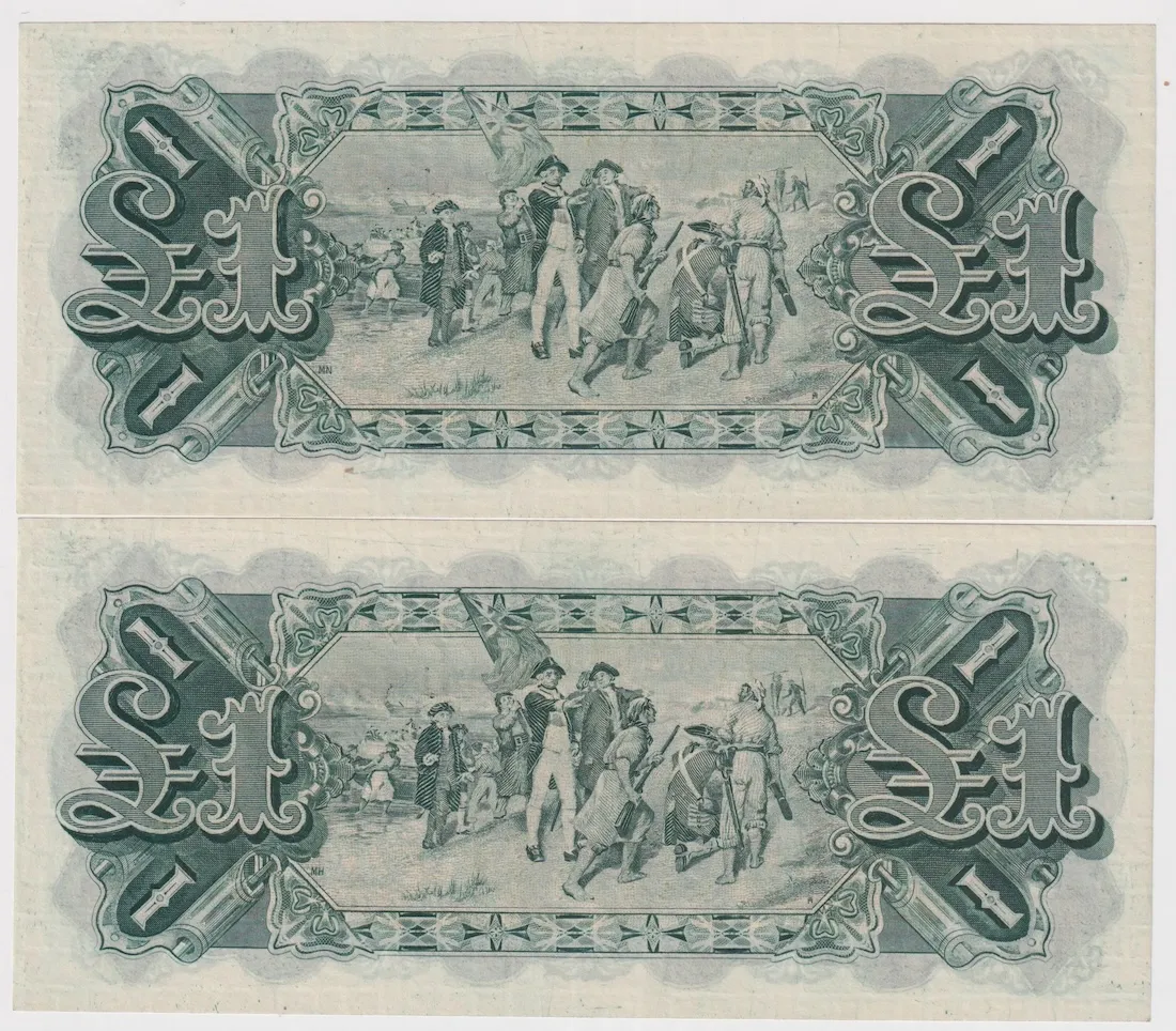 1927 One Pound Consecutive Pair Riddle/Heathershaw R26 good EF