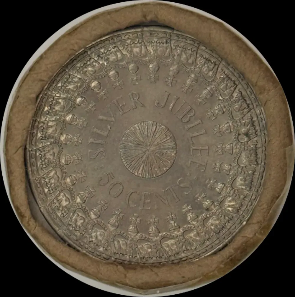 1977 50 Cent Coin Mint Roll QEII Silver Jubilee Heads/Tails