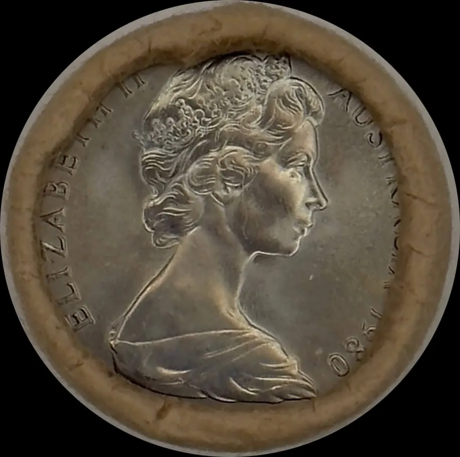 1980 5 Cent Coin Mint Roll Heads/Tails