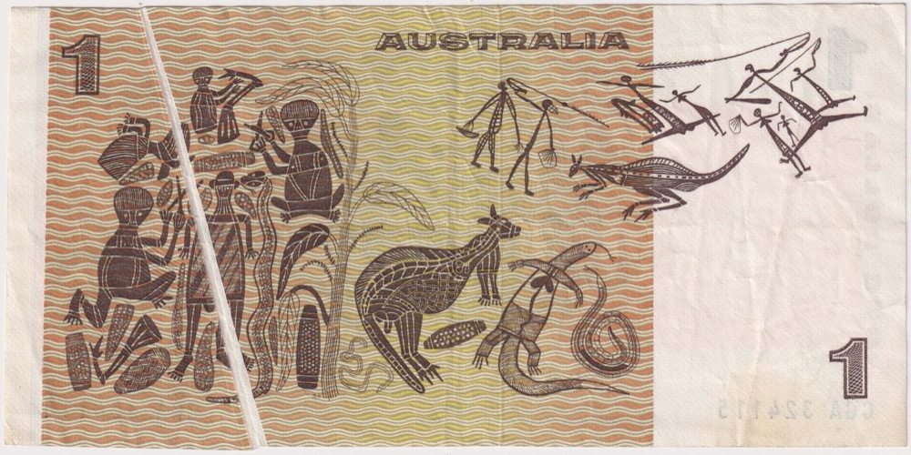 1976 $1 Note Knight/Wheeler 2mm Paper Crease Print Error R76A EF