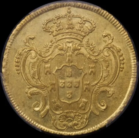 Brazil (Rio) Gold 6,400 Reis 1802-R KM#226.1 PCGS AU58