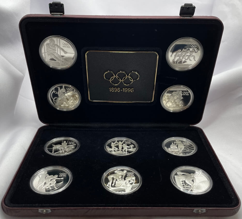 1993-1996 IOC Olympic Centenary Silver Proof 10 Coin Set