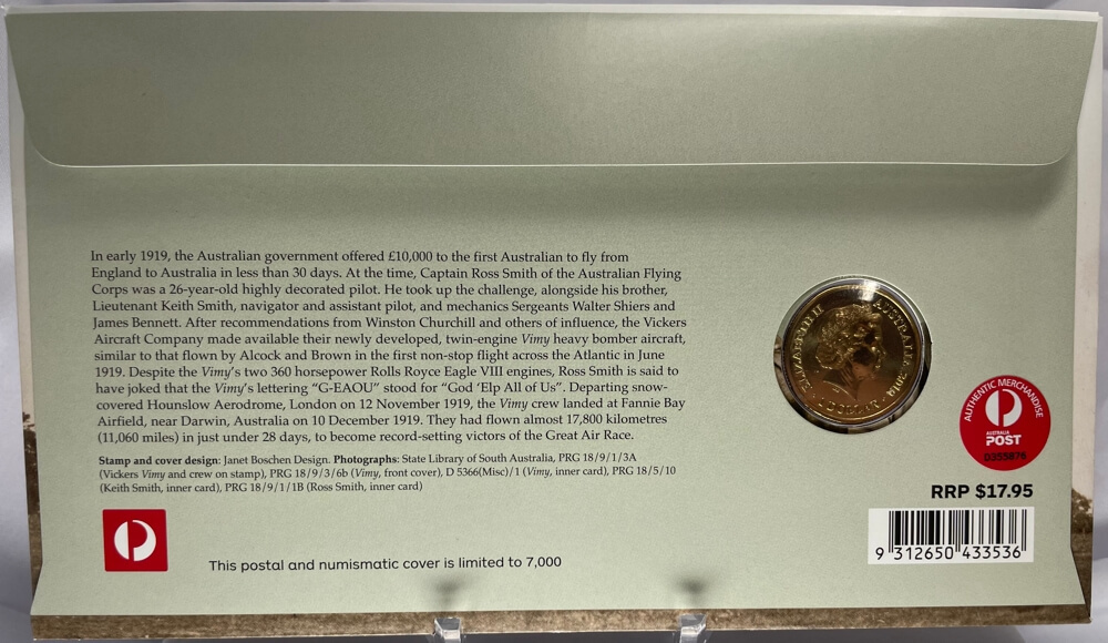 2019 1 Dollar PNC Vickers Vimy Flight Centenary product image