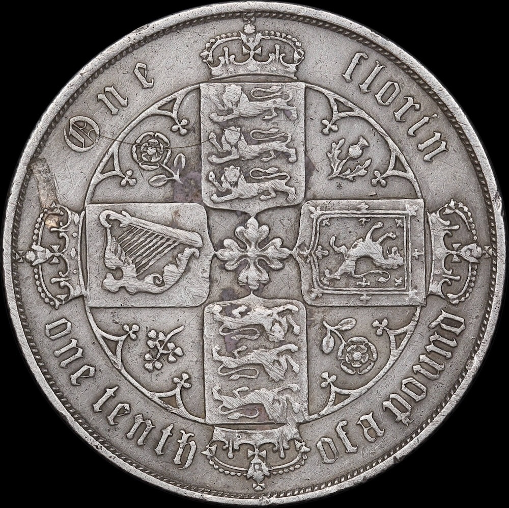 1877 Silver Gothic Florin Victoria S#3892 good VF product image