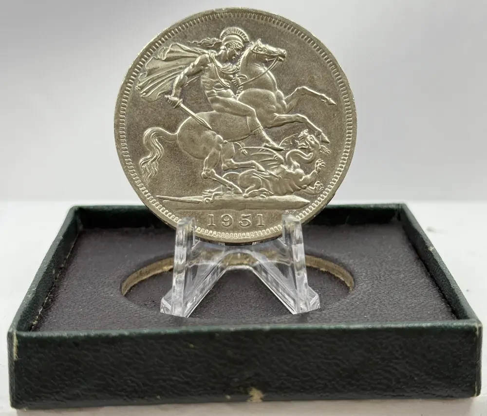 1951 Prooflike Crown George VI Festival of Britain Green Case