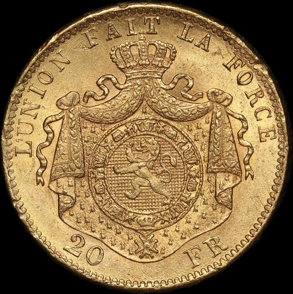 Belgium 1871 Gold 20 Francs KM#37 about Unc product image