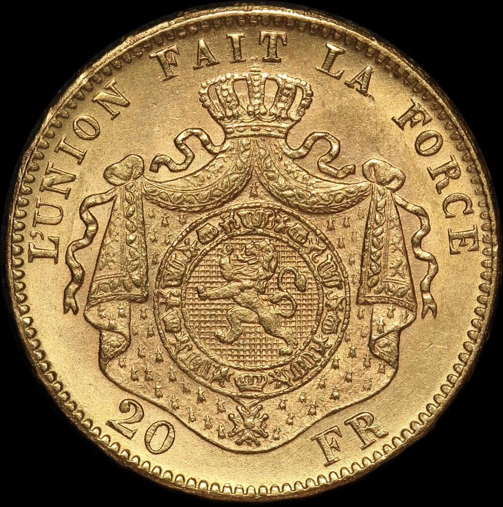 Belgium 1876 Gold 20 Francs KM#37 about Unc product image