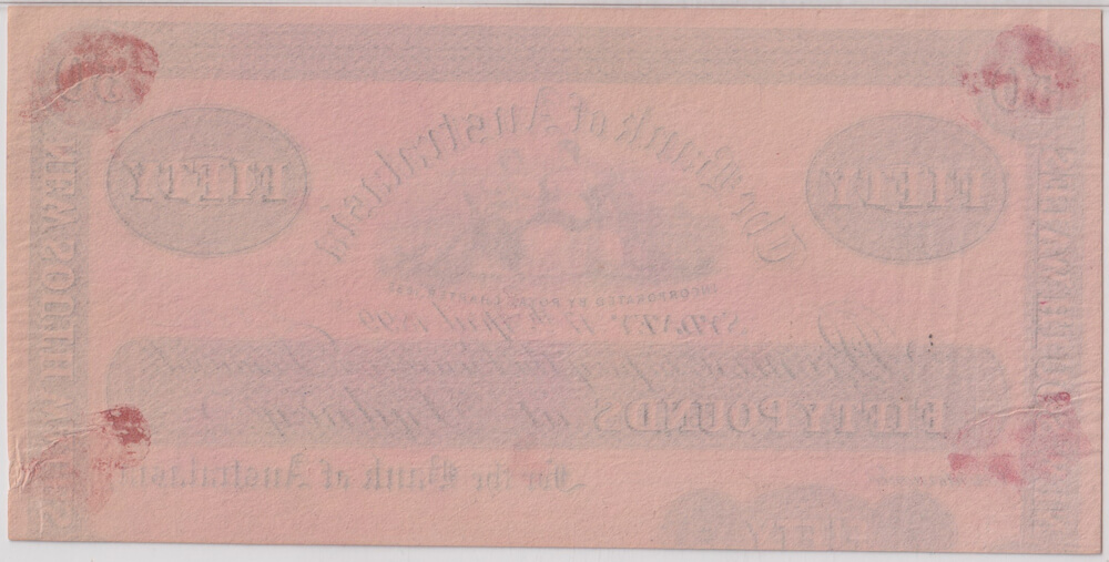 Bank of Australasia 1899 Fifty Pound Printers Proof PMG 50 About Unc