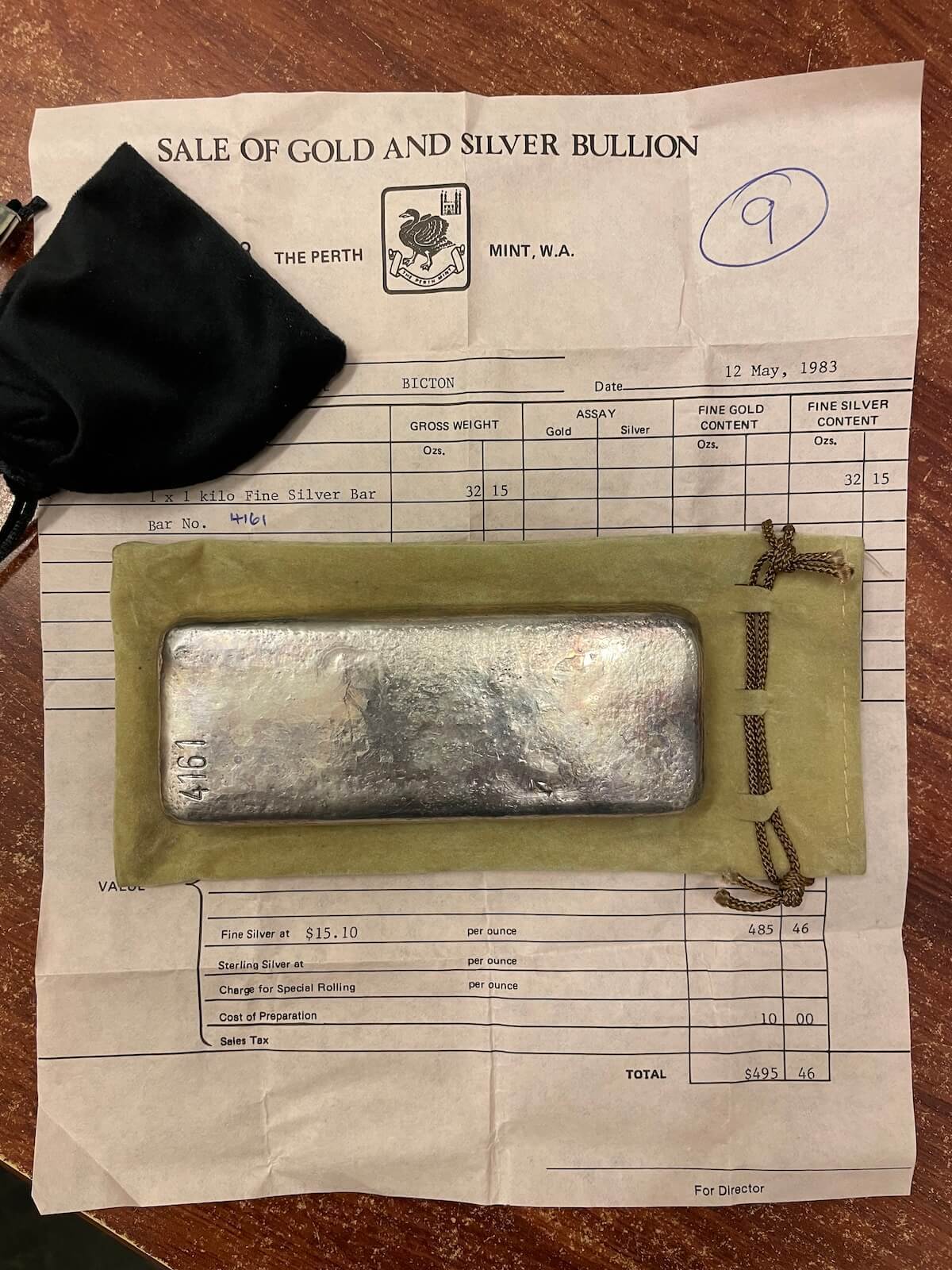 Perth Mint Vintage Silver One Kilo Cast Ingot 99.9%