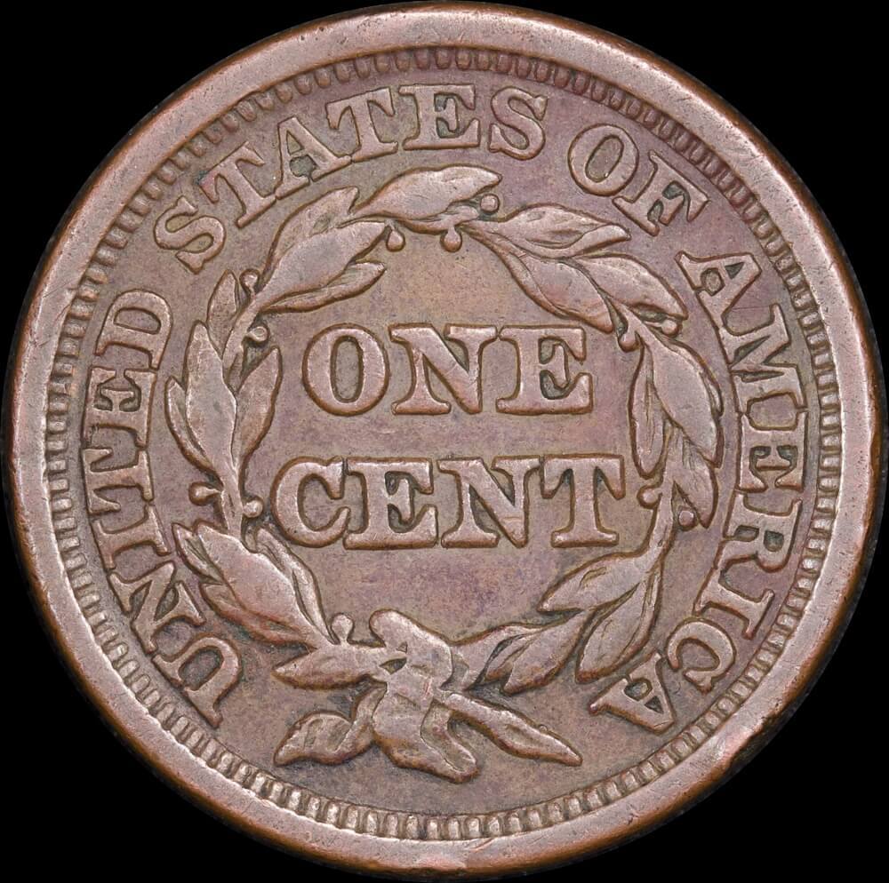 USA 1848 Copper Braided Hair Cent KM# 67 Very Fine product image