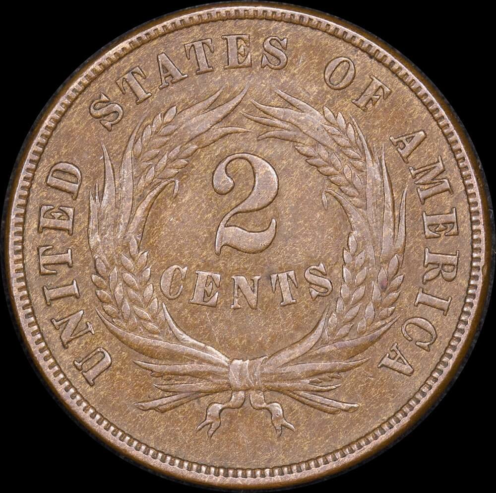 USA 1870 Copper 2 Cents Union Shield KM# 94 Very Fine product image