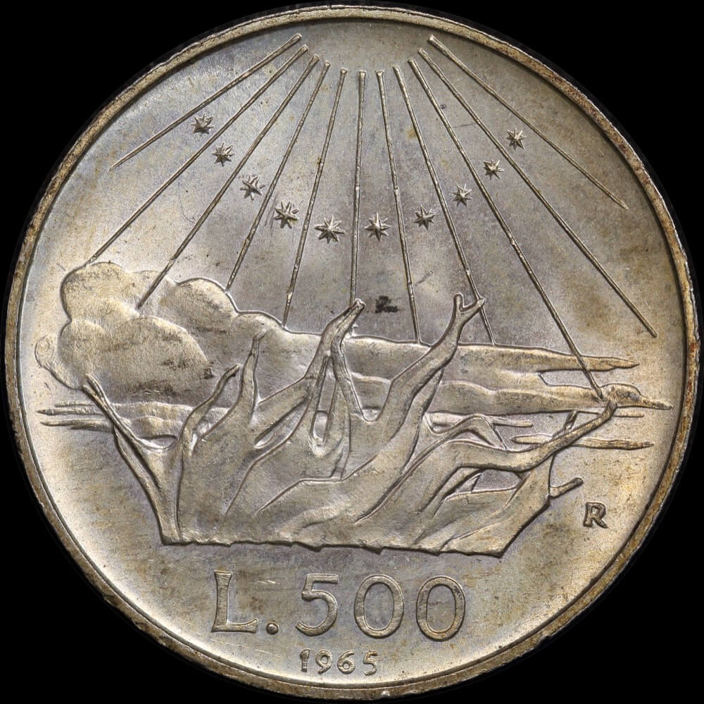 Italy 1965 Silver 500 Lire KM# 100 Choice Uncirculated product image