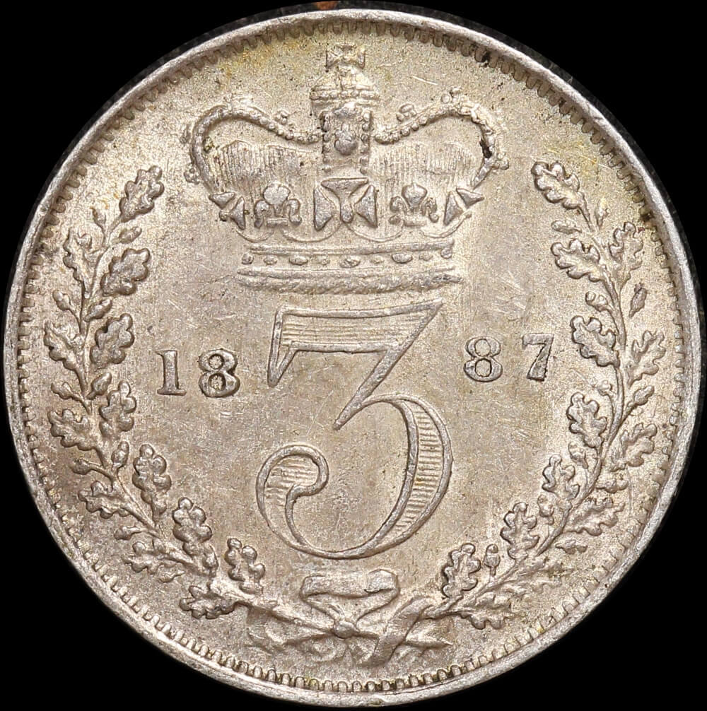 1887 Silver Threepence Victoria Young Head S#3914d GEF product image