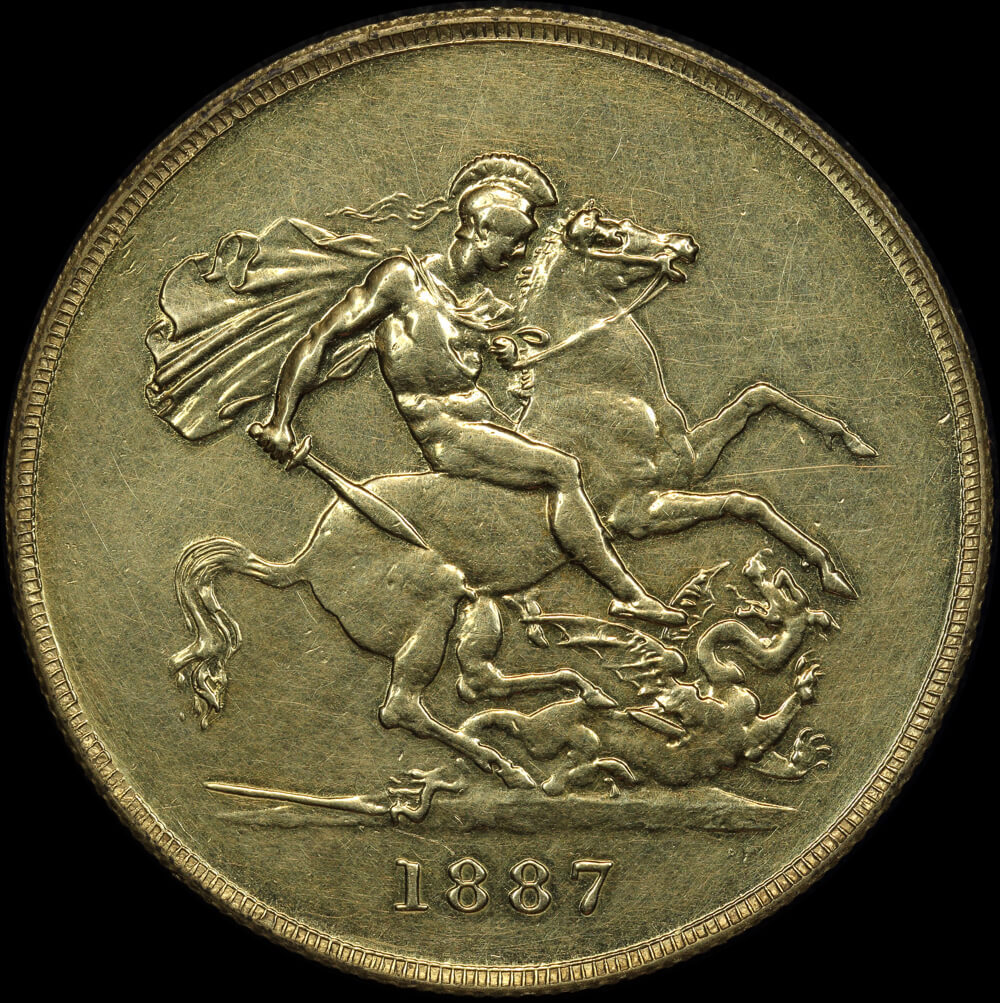 1887 Gold Five Pounds Victoria S#3864 Very Fine product image