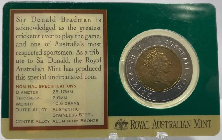 1996 5 Dollar Uncirculated Coin Don Bradman