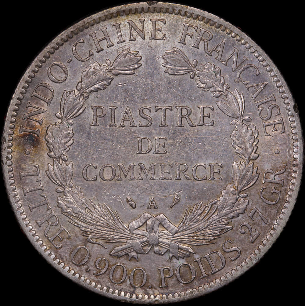 French Indo China 1906-A Silver 1 Piastre KM# 5a.1 good EF product image