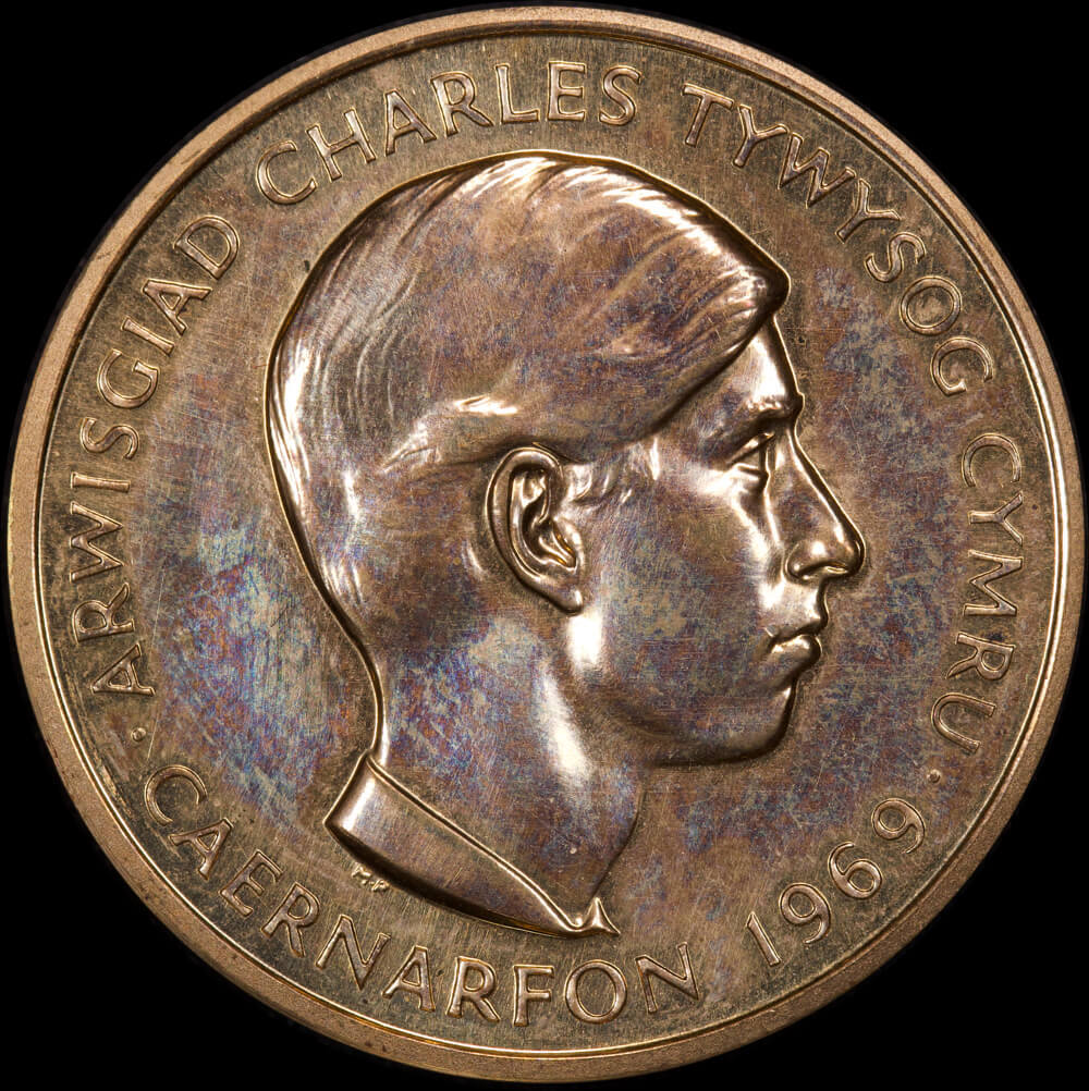 1969 Royal Mint Gilt Bronze 32mm Prince of Wales Investiture Medal