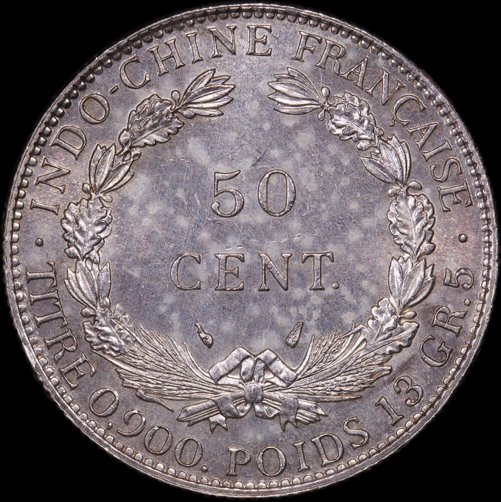 French Indo China 1936 Silver 50 Cents KM# 4a.2 About Unc product image
