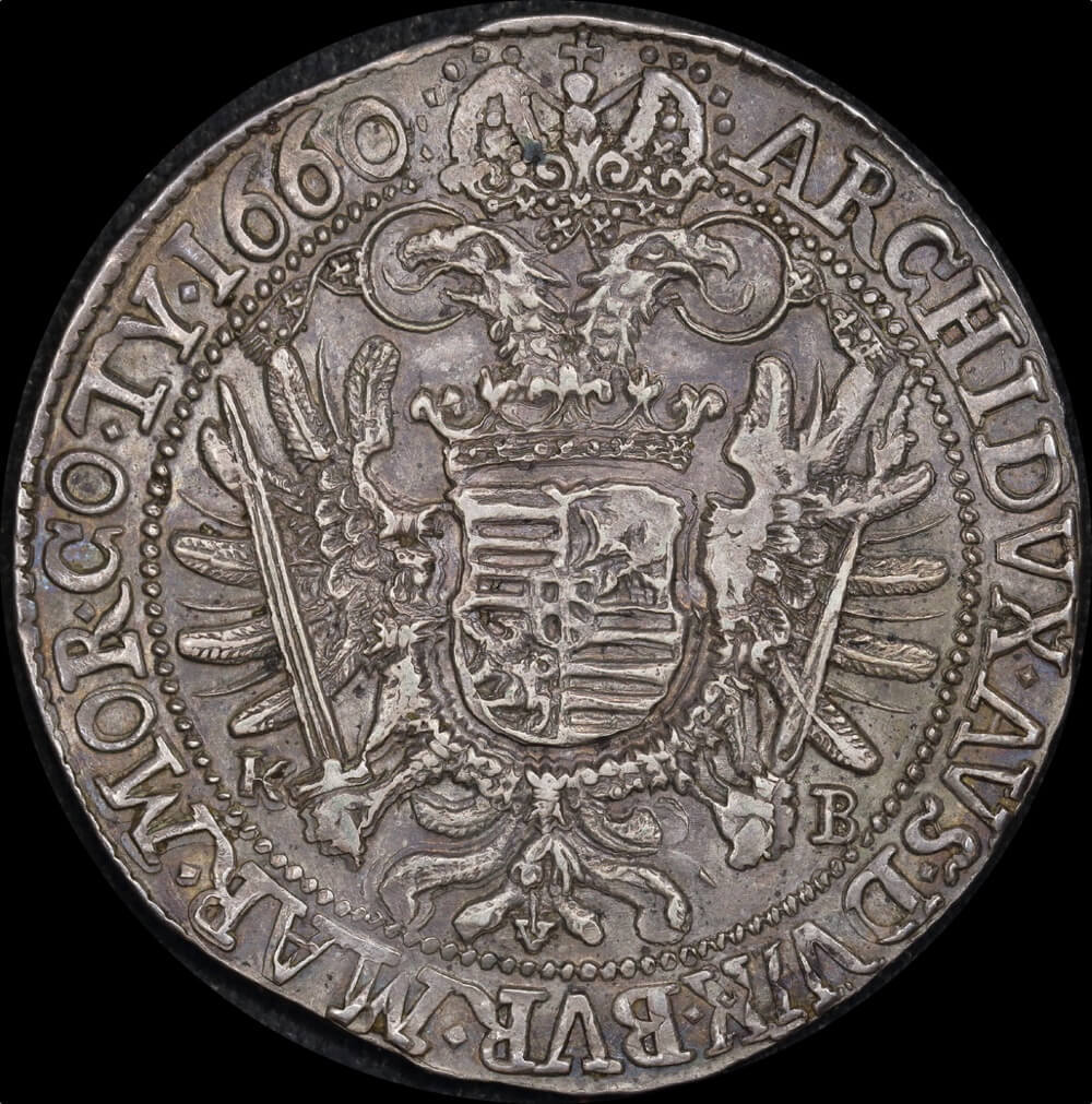 Austria (Kremnitz) 1660 Silver Thaler Leopold I Dav#3254 EF product image