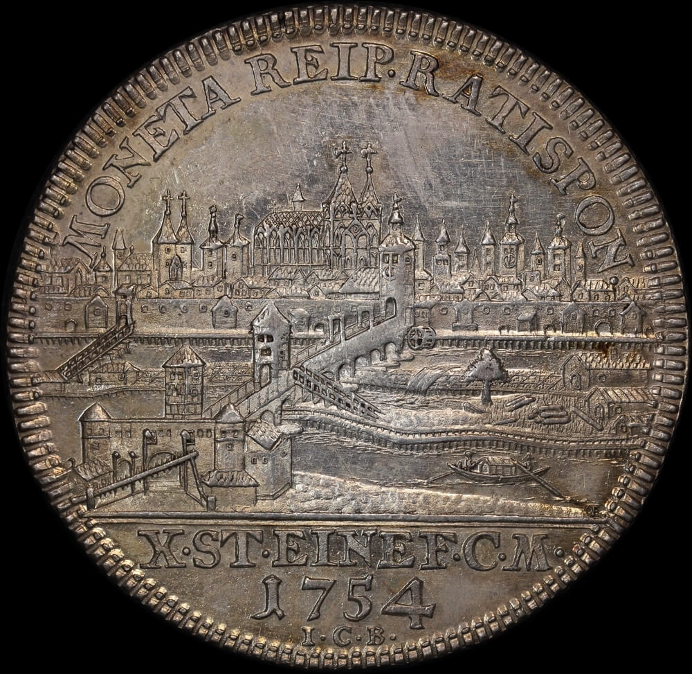 German States (Regensburg) 1754 Silver Thaler Franz I Dav# 3618B about Unc