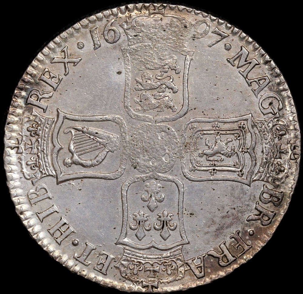 1697 Silver Half Crown William III S#3487 Extremely Fine