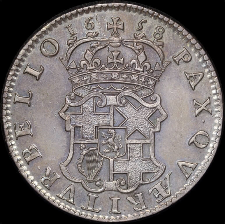 1658 Silver Half Crown Oliver Cromwell S# 3227a EF