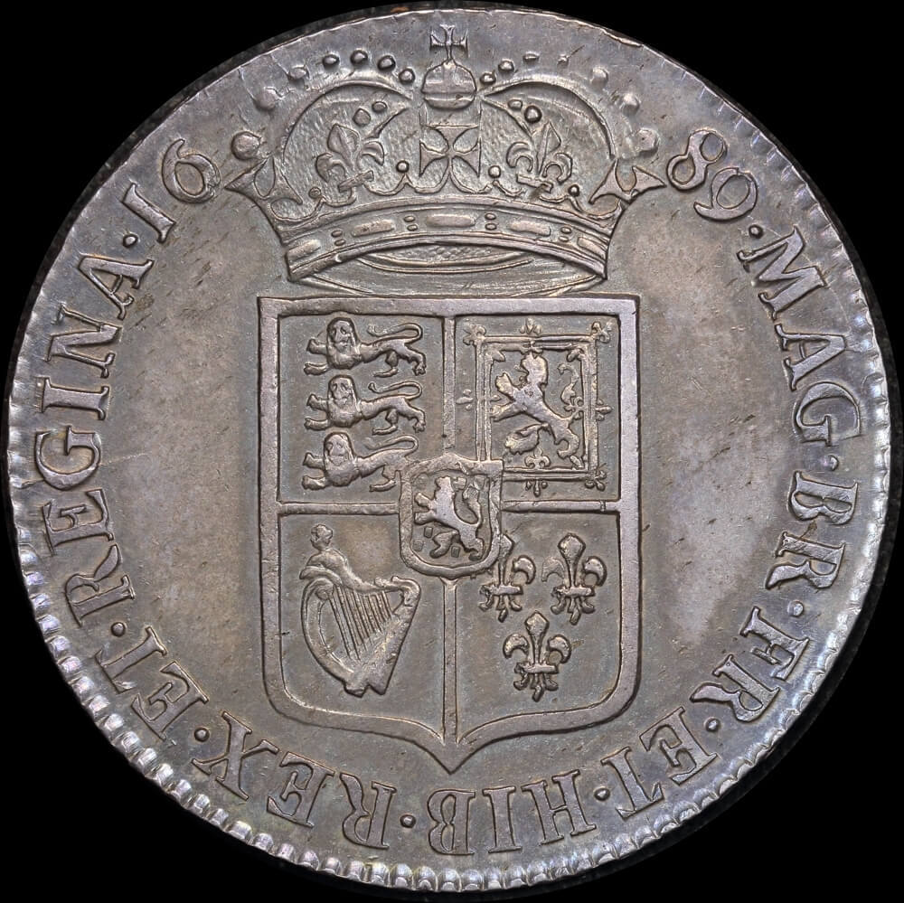 1689 Silver Half Crown William And Mary S#3434 EF