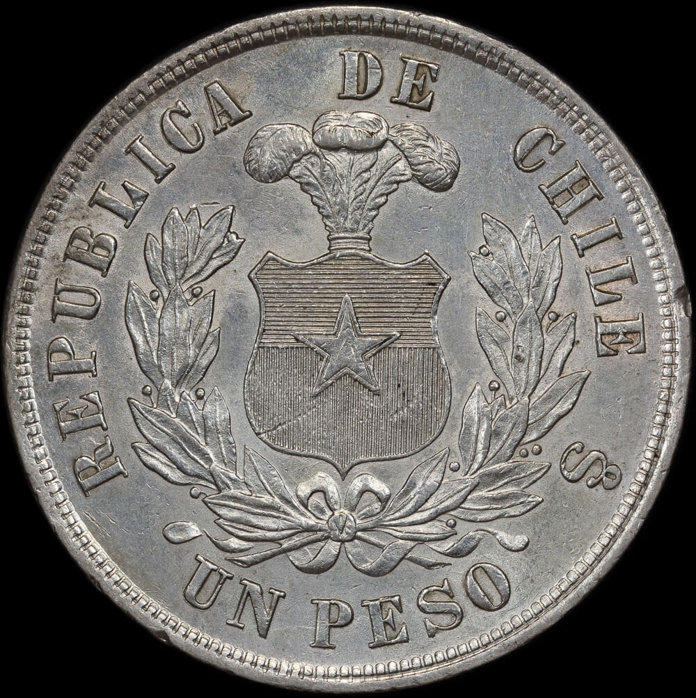 Chile 1882 Silver Peso KM#142.1 good EF product image