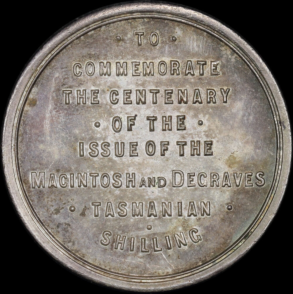 1923 Silver Medal Centenary of Macintosh & Degraves Tasmanian Shilling Token