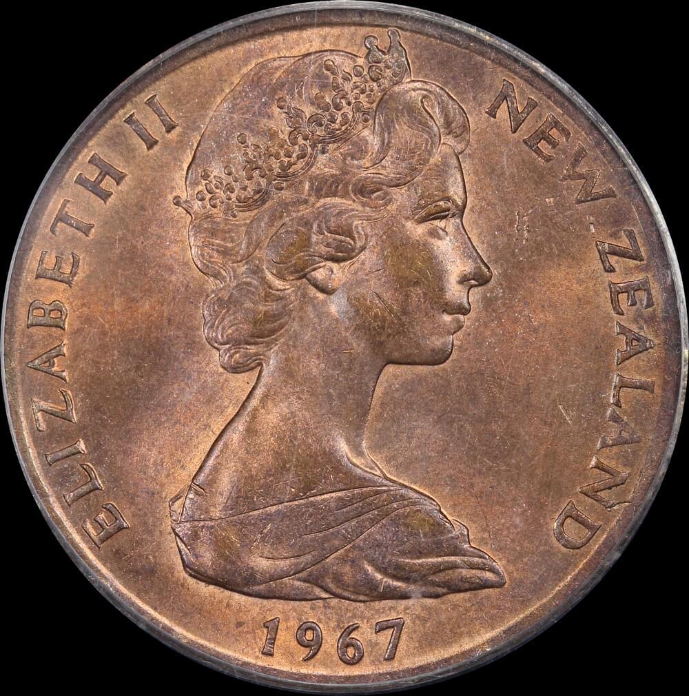 New Zealand 1967 50 Cent Error Struck on Penny Planchet PCGS MS62RB product image