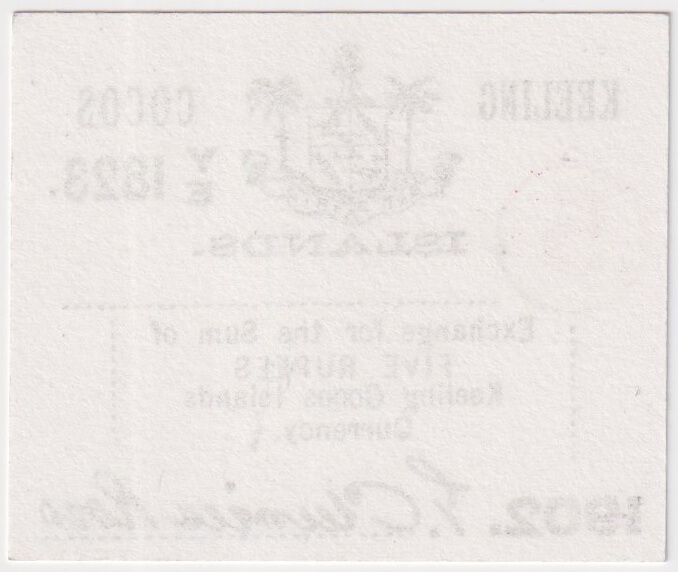 Keeling-Cocos Islands 1902 5 Rupees Exchange Note P#S128 about Unc product image